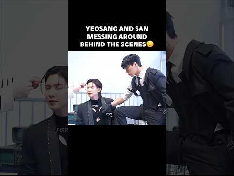 San and Yeosang messing around BTS of their “bouncy” shoot  #kpop #ateez #sansang #san #yeosang