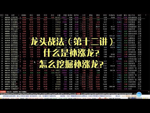 龙头战法（第十二讲），什么是补涨龙？怎么挖掘补涨龙？