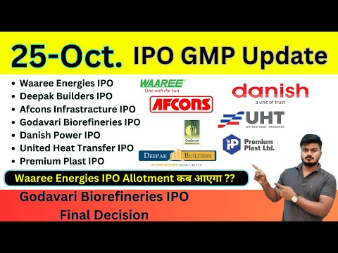 All IPO 08 GMP Today | Waaree Energies ipo gmp | DanishPower ipo gmp | Godavari Biorefineries IPO