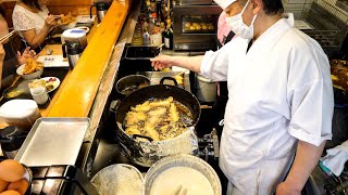 驚愕の爆量天丼！！熟練の天ぷらさばきが炸裂する行列天丼屋の１日丨Best Tendon in Tokyo：Tempura cooking