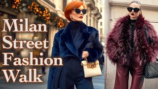 Winter 2025 Italian Street Fashion: Unique outfits of Milanese fashionistas. Luxury Shopping Walk