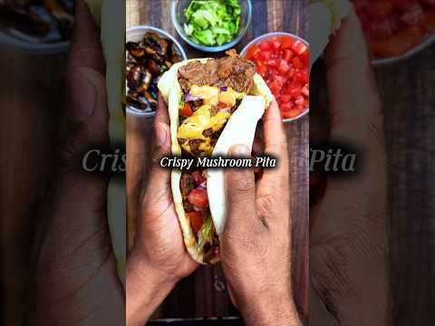 Crispy Mushroom Pita #youtubeshorts #veganrecipe #plantbased #easyrecipe #cooking #recipe #food