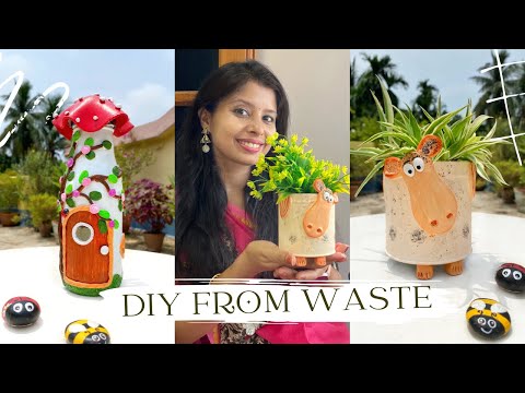 2 Easy and Cute DIY from Waste Materials | DIY Mushroom House| Bottle Art