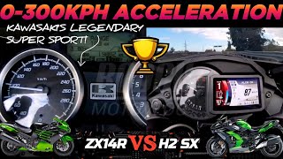 Kawasaki ZX14R 🆚️ Kawasaki H2 SX | 0-300kph Acceleration 🔥 #kawasaki #zx14r #h2sx