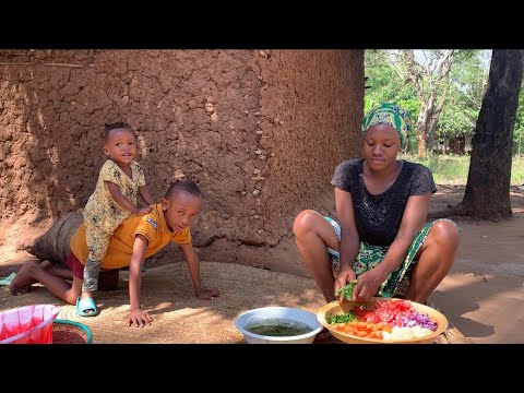 African Village Life Of Our Youngest Mom #cooking Traditional African Village Food For Dinner