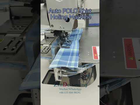 Automatic Polo Shirt Button Holing Machine #sewingtechnology #sewingequipment #polotshirt#innovation