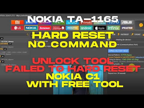 nokia ta-1165 hard reset no command  /Unlock Tool failed to hard reset Nokia C1/ with free tool