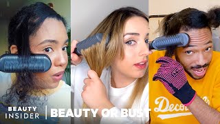 One-Stroke Hair-Straightening Comb On 3 Hair Types | Beauty Or Bust | Beauty Insider