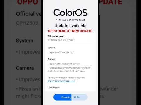 OPPO RENO 8T NEW UPDATE AVAILABLE #opporeno8t5g #android14 #coloros14 #shorts