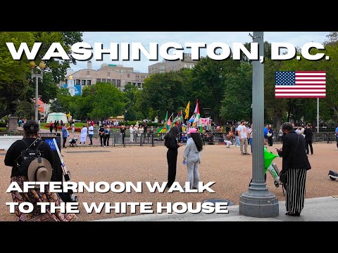 WASHINGTON DC Walking Tour 4K VIDEO 🇺🇸 Afternoon Walk to the White House