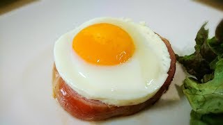 美しい目玉焼きのつくり方　極厚ハムエッグ　ホテルの様な朝食【料理の基礎】　Japanese breakfast