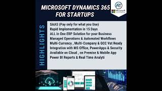 Microsoft Dynamics 365 for Startups | ERP for Startups | Rapid implementation for Startups| SAAS 🚀✅