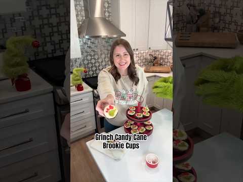 Grinch Candy Cane Brookie Cups #Shorts #HolidayTreats #Grinch #Grinchmas #ChristmasCookies