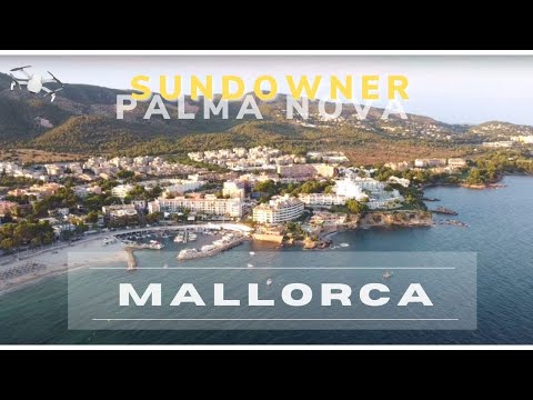 Palma Nova Mallorca Night Flight - Sundowner Abenddämmerung Strand und Yachthafen