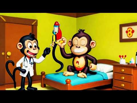 Five Little Monkeys jumping on the bed- Nursery Rhyme for Kids- best 3D animation action for toddler