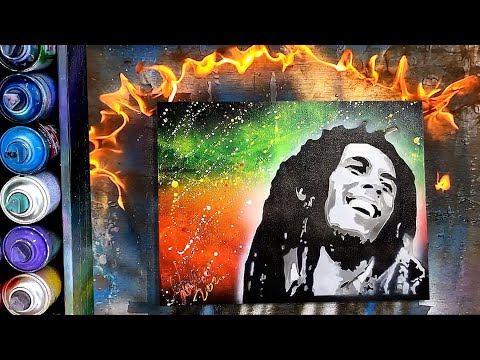 Bob Marley: portrait with spray by Spray Art Eden