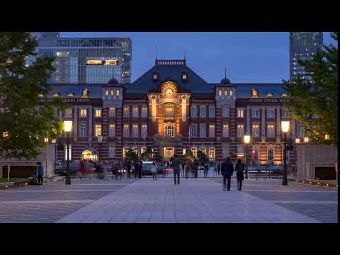 【タイムラプス】行幸通りで撮影した夕景から夜景にかけての東京駅