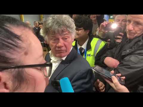 Gerry 'The Monk' Hutch answers questions from the media at Dublin count centre