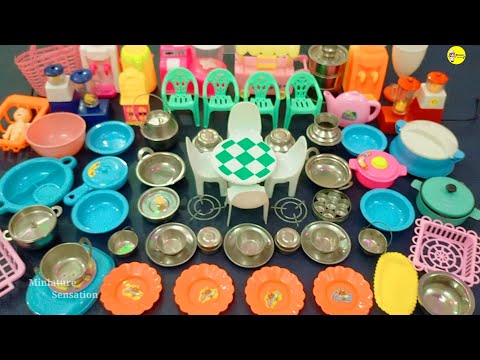 6 minutes satisfying with unboxing hello kitty sanrio kitchen set | Miniature steel kitchen set