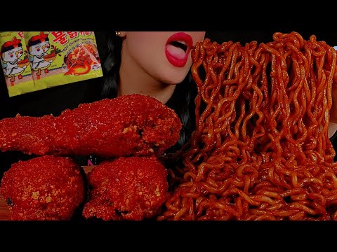 🌶asmr Korean black bean noodles and spicy fried chicken mukbang 🍗🍜|먹방 검은콩국수 매운후라이드치킨 | Notalking 🐾