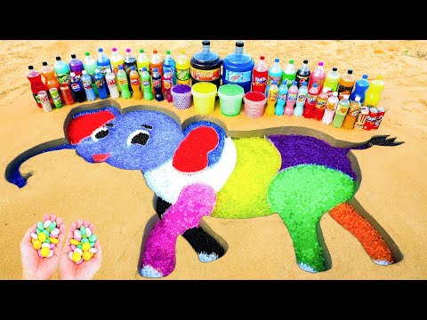 How to make Rainbow Baby Elephant with Orbeez Colorful, Giant Mtn Dew, Fanta, Coca Cola vs Mentos