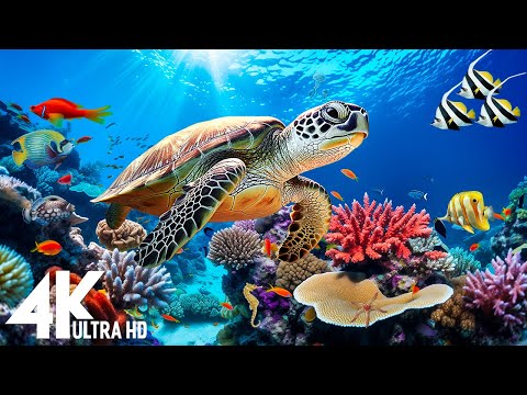 Under Red Sea 4K - Beautiful Coral Reef Fish in Aquarium, Sea Animals for Relaxation - 4K Video.