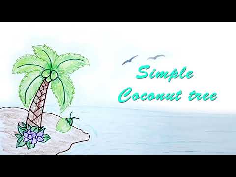 How to draw Coconut Tree Step by Step with Sketch pens and crayons for kids | Creative Paradise