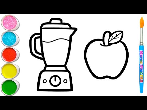 Let's Draw and Paint a Fruit Juice Making Picture Together 🍓🍏🍒 Coloring Show #366