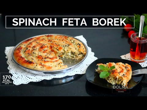 Spinach feta borek - Easy burek - Filo pastry stuffed with feta and spinach - برك بالجبنة والسبانخ