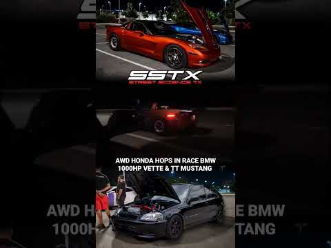 AWD K Series honda jumps in race between two 1000hp V8s #streetracing #awdhonda #cars #texas