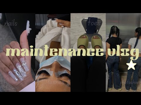 maintenance vlog☆ ( getting ready for a mini photoshoot, hair , lashes , nails)