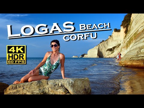 Logas Beach Corfu Greece, Glass Skywalk, Beach Walk in 4K 60fps HDR 💖 The best places 👀 Walking tour