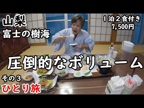 【ひとり旅】富士の樹海の中にある宿。夕食が過去最高級のボリューム。周りはもちろん森に囲まれている集落です。