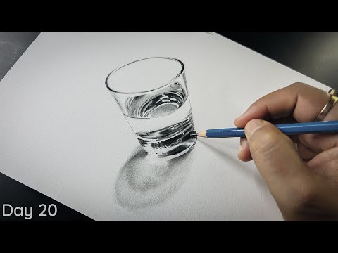 How to Draw a Glass | Drawing for Beginners - Day 20 | 100 Days Challenge | Glass Drawing Technique