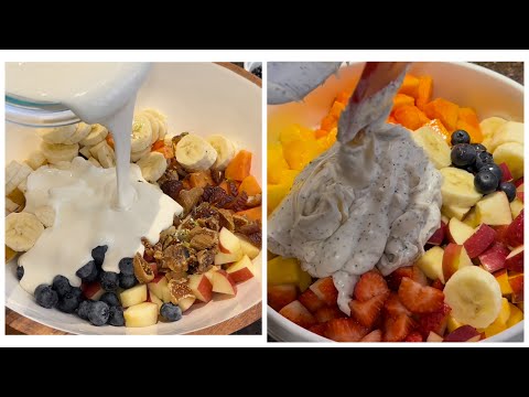 Fruit cream salad 2 ways | with and without heavy cream.