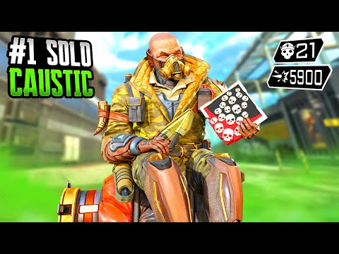 #1 SOLO CAUSTIC 21 KILLS & 5900 DAMAGE (Apex Legends Gameplay)