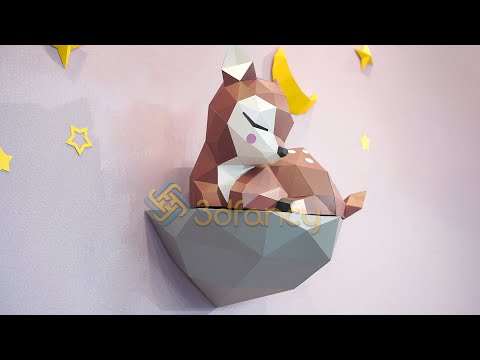 How to DIY Papercraft creating 3D Fawn Sleeping on Rock from Paper - Fawn Papercraft Step by Step