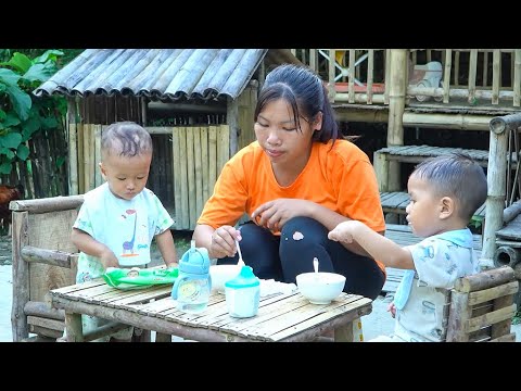 Single mother cooks cassava sticky rice and how to prepare it - mother-in-law visits her grandchild.