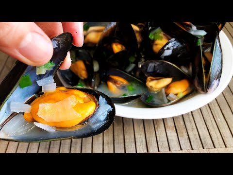 白葡萄酒煮贻贝（青口）鲜味十足，无需任何调味/White wine boiled mussels/白ワイン茹でムール貝/화이트 와인 삶은 홍합