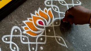 Easy border rangoli designs | Friday rangoli | Lotus rangoli | Festival rangoli | Vaikuntha Ekadasi