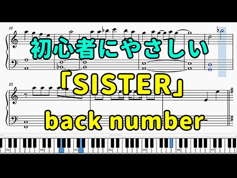 「SISTER」ピアノの簡単な楽譜（初心者）【back number】