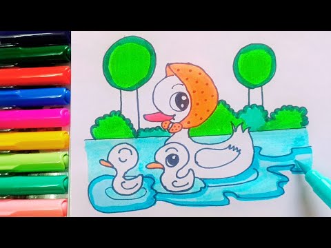 Drawing and Painting Duck and Duckling for Kids Toddlers | Simple Drawing, Coloring #drawing