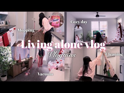 AT HOME COZY VLOG | VLOGMAS ☃️🎀 (deep cleaning my apartment)