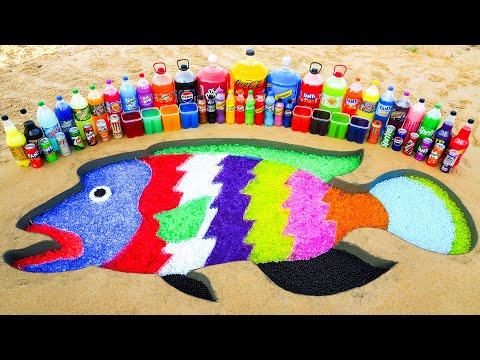 How to make a Giant Napoleon Fish with Orbeez & Giant Coca Cola, Schweppes, Pepsi, Fanta vs Mentos