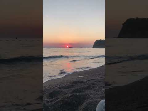 Beautiful sunset view at Buljarica beach in Montenegro filled with relaxing sounds of the sea.