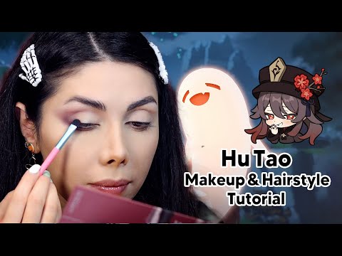 Genshin impact Hu tao- makeup & hairstyle Tutorial   Genshin cosplay Tutorial