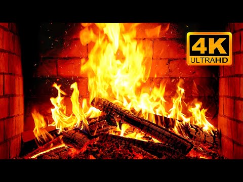 FIREPLACE 4K 🔥 Fireplace video with Burning Logs & Fire Sounds. Christmas Fireplace