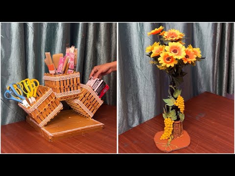 DIY Desk Organizer & Floral Vase | Creative Recycled Craft Projects