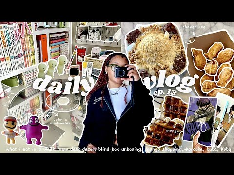 CHILL VLOG 💿: what i eat in a week, new desk decor, manga shopping, karaoke, unboxings