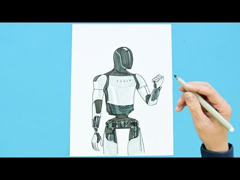 How to draw Tesla Optimus humanoid robot